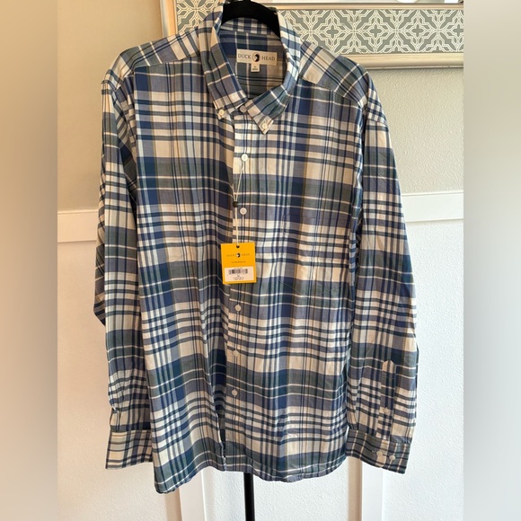 Duck Head Other - Duck Head Navy and White Checkered Men's Shirt - XL